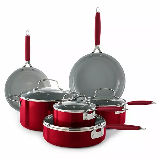 Food Network™ 10-pc. Nonstick Ceramic Cookware Set Red - Image 11
