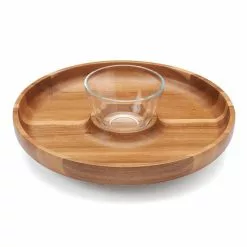 Food Network™ Acacia Wood Lazy Susan Chip & Dip Tray Set