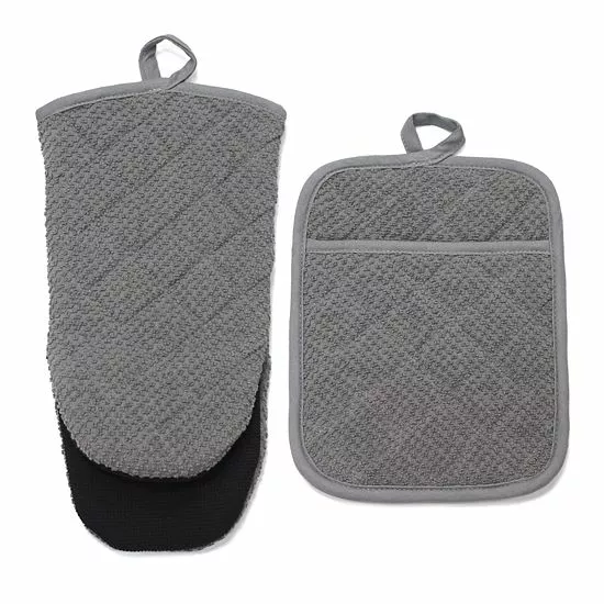 Food Network™ Terry Neoprene Oven Mitt & Pot Holder Set Khaki