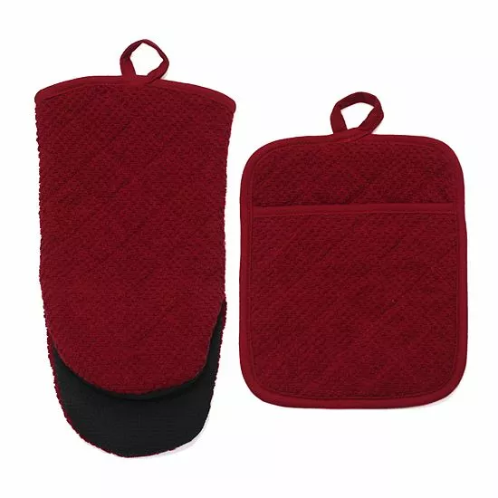Food Network™ Terry Neoprene Oven Mitt & Pot Holder Set Khaki - Image 5