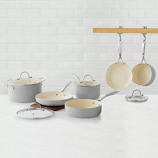 Food Network™ Farmstead 10-pc. Nonstick Ceramic Cookware Set Light Blue - Image 8